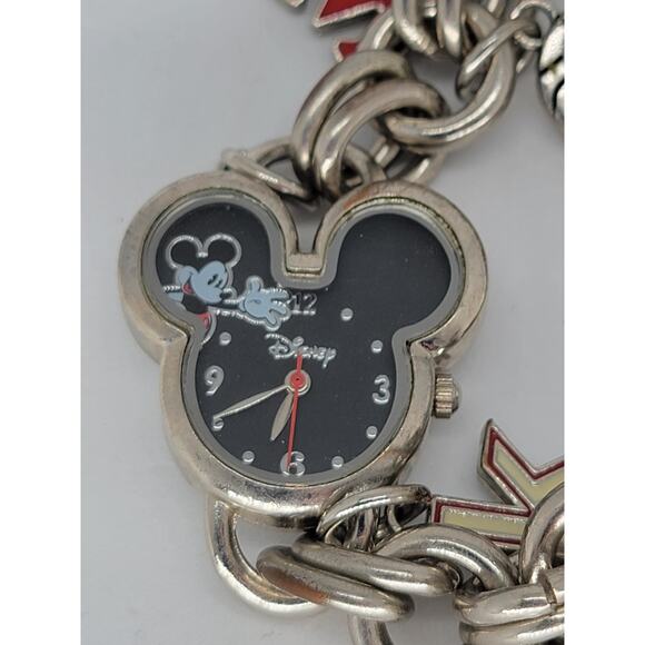 Disney Disney Women's Mickey Mouse Shaped Dial Charm Bracelet Watch - Picture 1 of 5